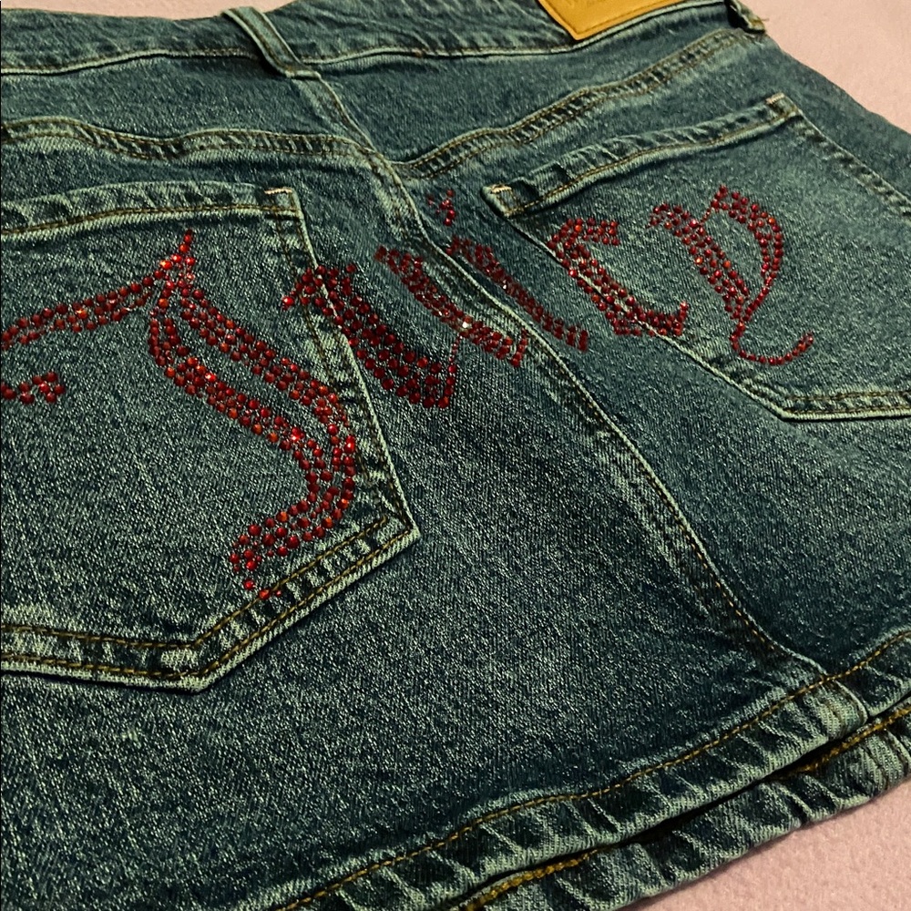 NWT Juicy Couture Rhinestone Denim Mini Skirt